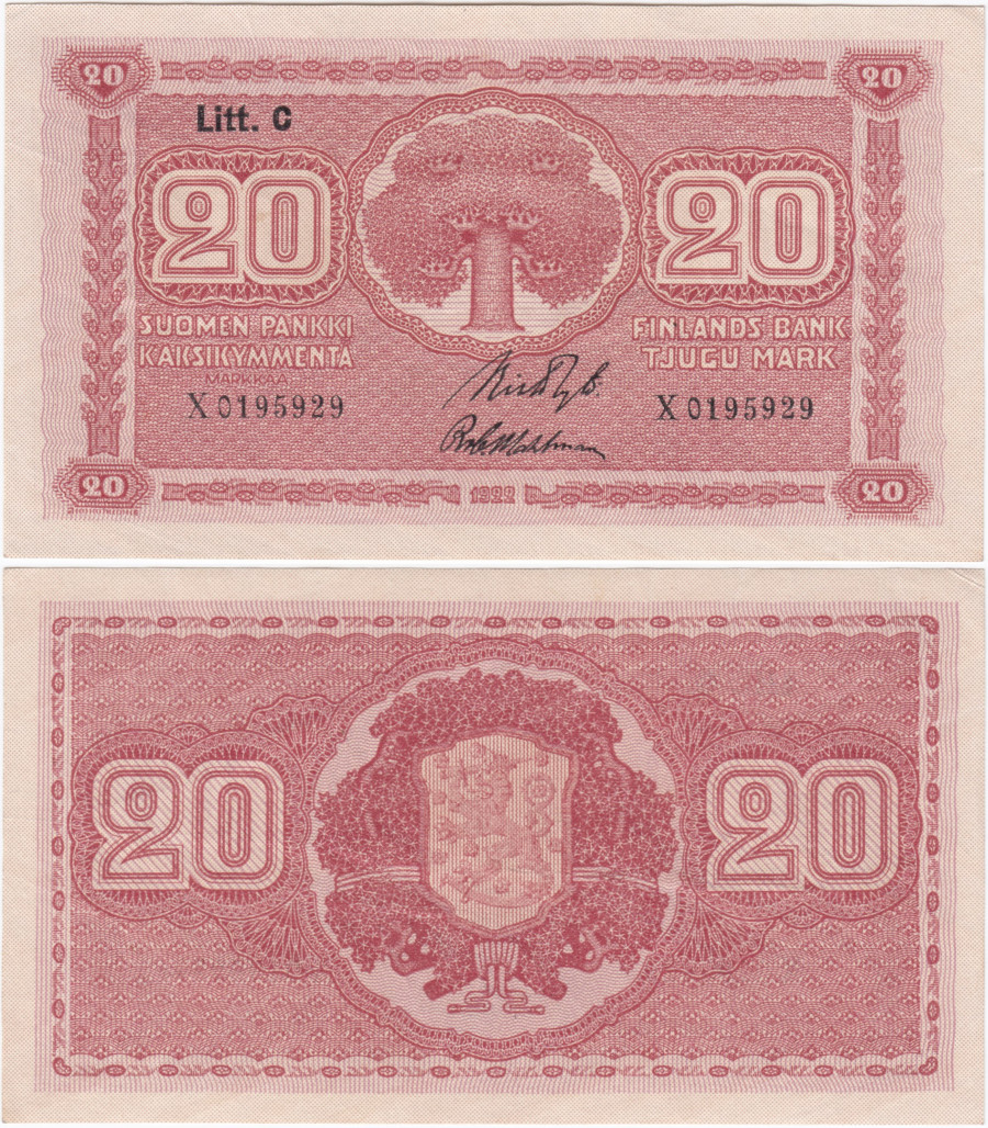 20 Markkaa 1922 Litt.C X0195929